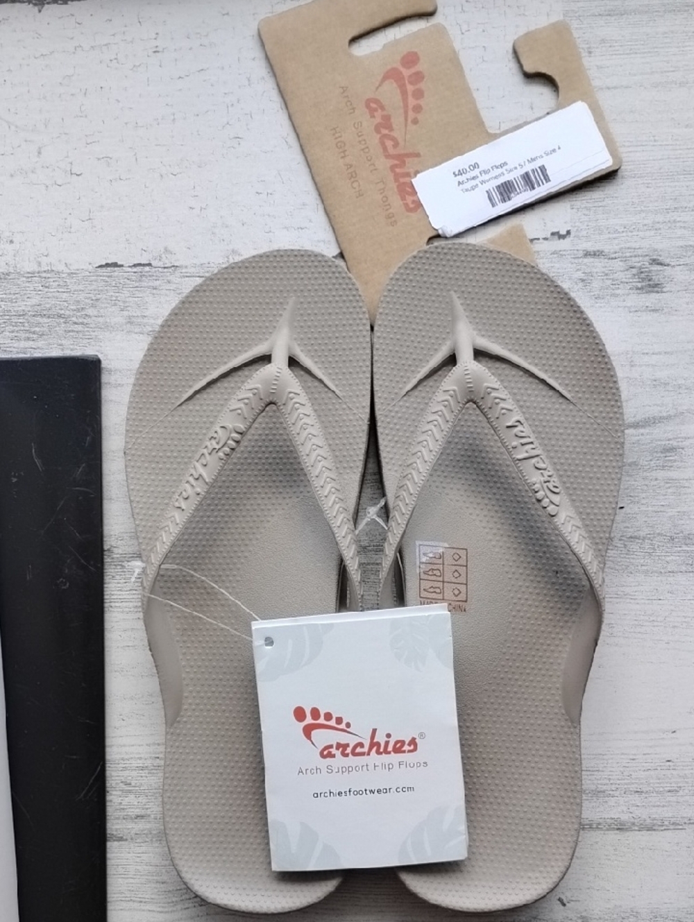Archies Women's Sandals – Taupe Arch Support Flip Flops